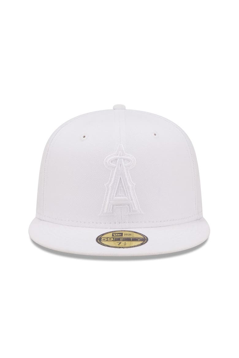 Men's New Era Los Angeles Angels White on White 59FIFTY Fitted Hat, Alternate, color, White