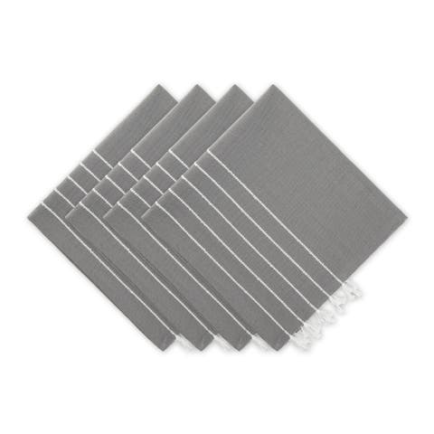 Gray/ White Stripe Tassel Napkin Set/4