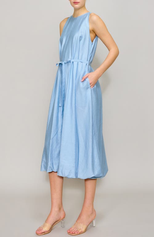 Melloday Bubble Hem Trapeze Midi Dress In Icy Blue