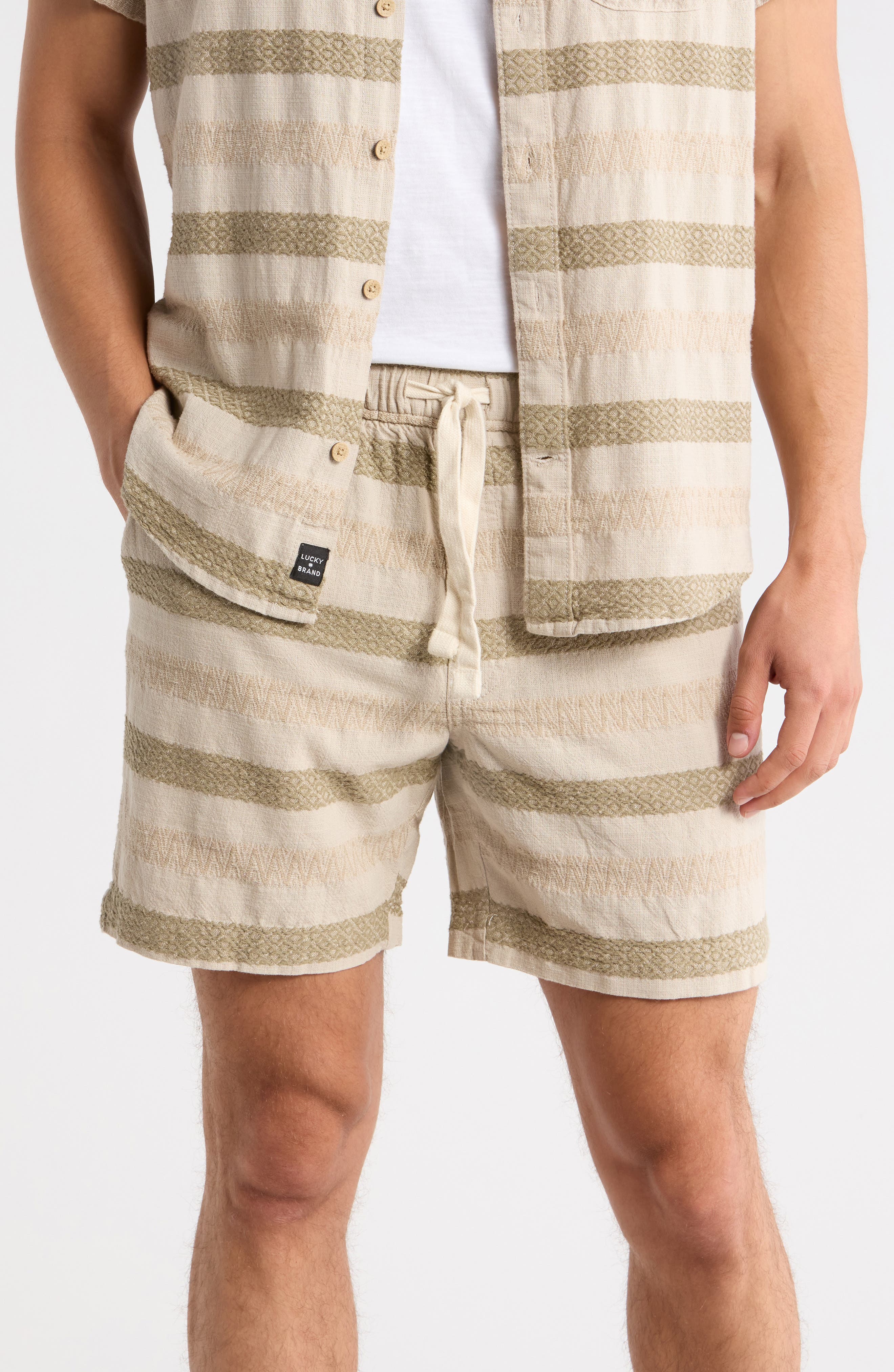 Lucky Brand Dobby Stripe Drawstring Shorts