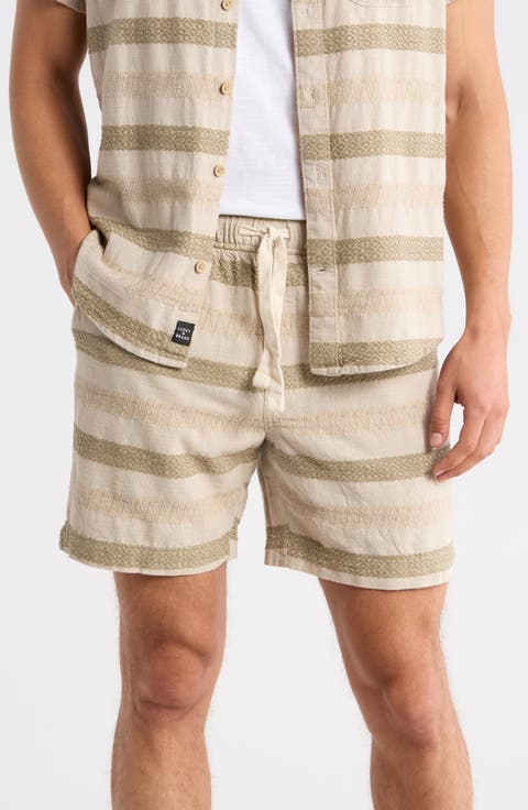 Dobby Stripe Drawstring Shorts