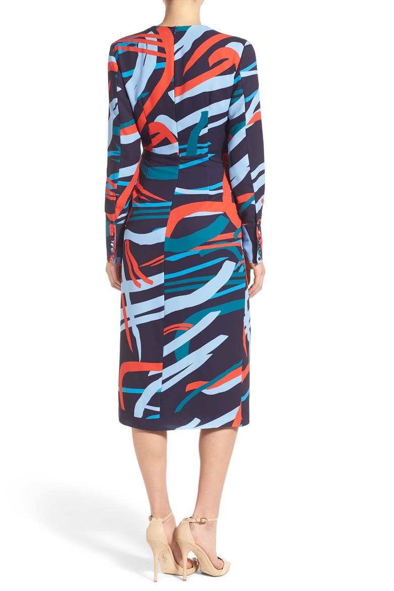'Bedroom Wall' Surplice Midi Dress, Alternate, color, NAVY REEF