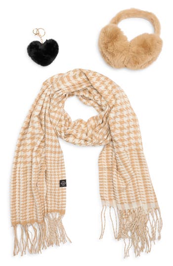 Nanette Lepore Scarf, Earmuff & Keychain Accessory Set In Neutral