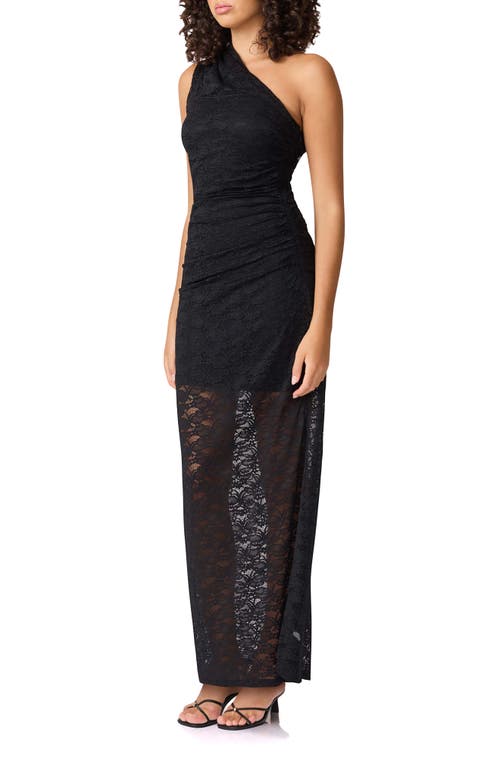 Elliatt Armelle Lace One-shoulder Gown In Black
