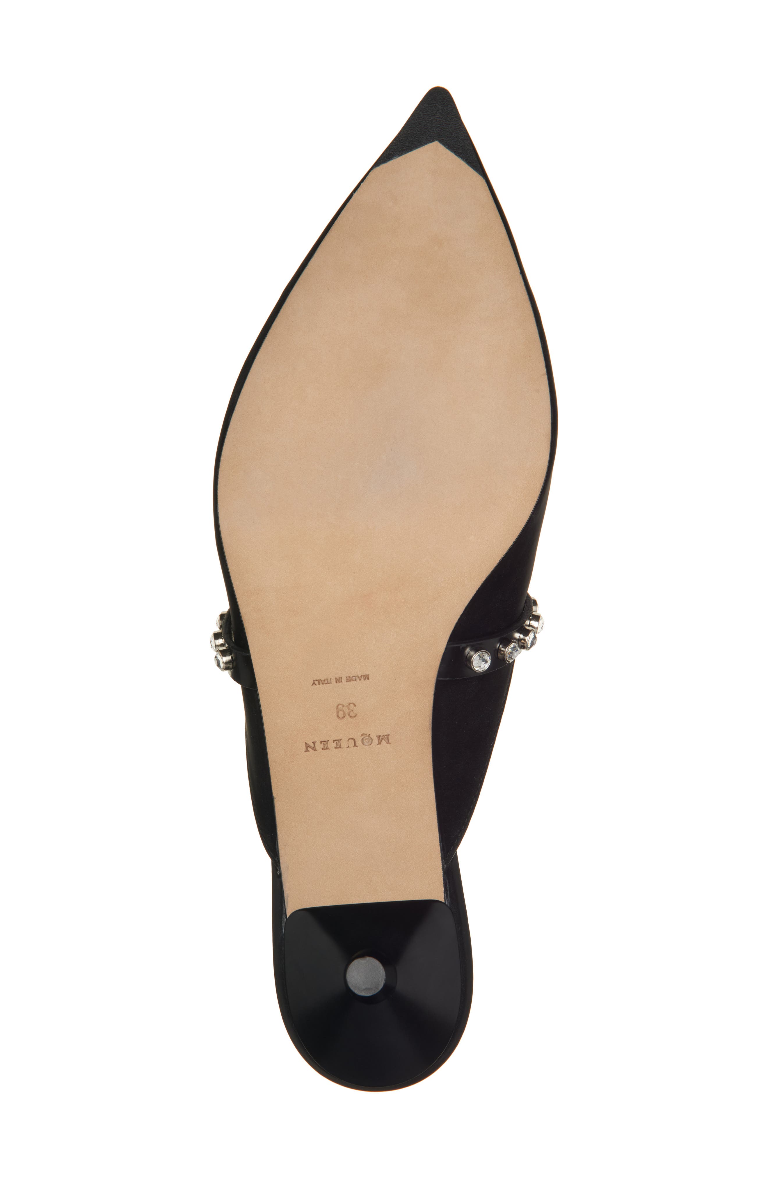 McQueen Stud Pointed Toe Mary Jane Mule, Alternate, color, Black/ Black/ Silver