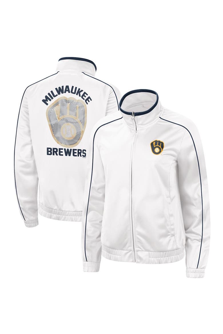Women's G-III 4Her by Carl Banks White Milwaukee Brewers Gamer Full-Zip Track Jacket, Main, color, White