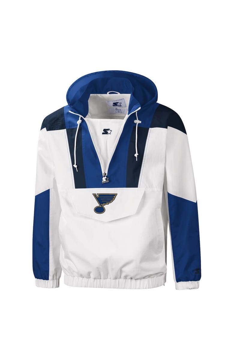 STARTER Men's Starter Blue/White St. Louis Blues Striker Half-Zip Hoodie, Alternate, color, 