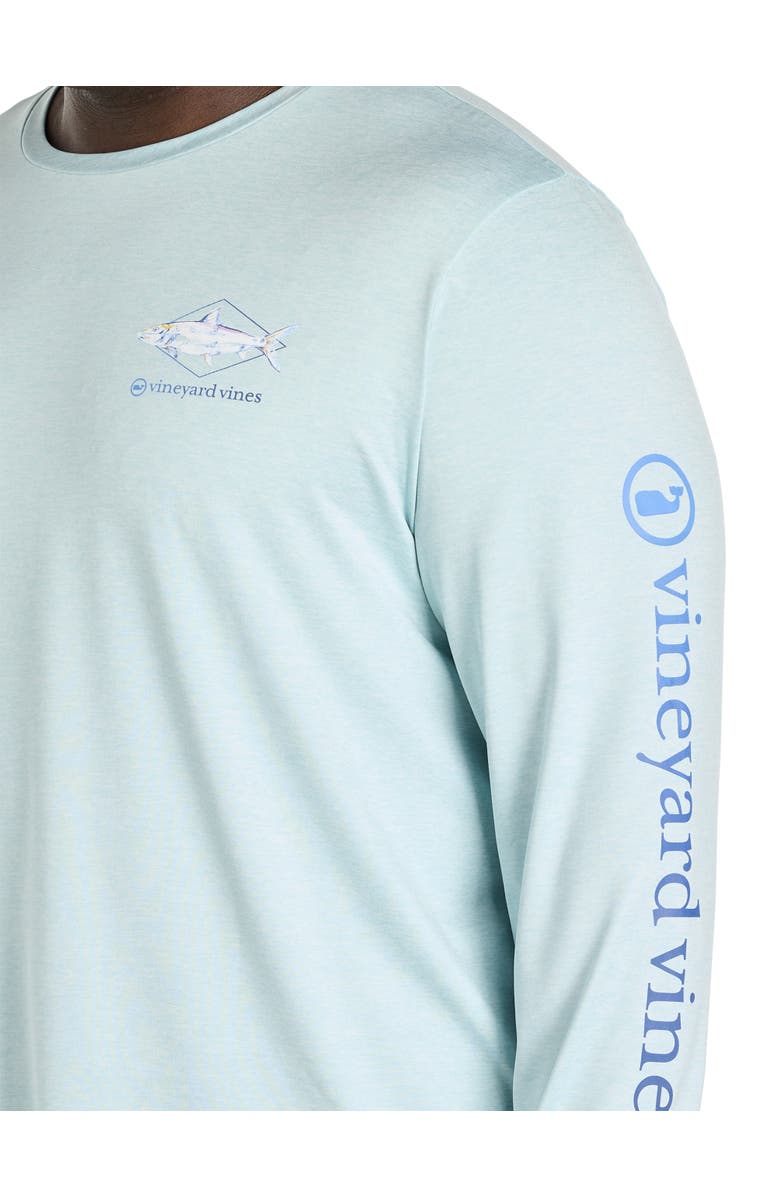 vineyard vines Big & Tall Painted Bonefish Long-Sleeve Performance T-Shirt, Alternate, color, Aqua Haze Heather