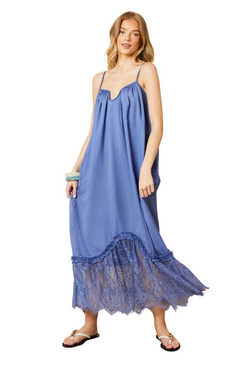 Oasis Babydoll Floaty Lace Detail Maxi Dress In Burgundy
