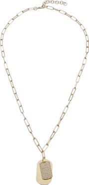 Juvell Pavé Dog Tag Pendant Necklace
