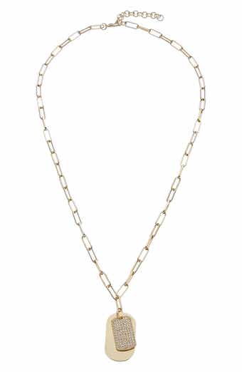 Juvell Pavé Dog Tag Pendant Necklace