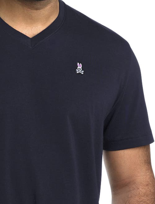 Psycho Bunny Logo V-neck T-shirt In New Navy