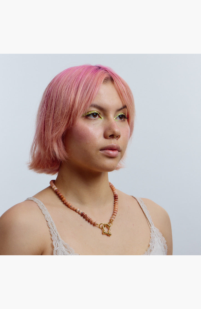 SHOP SPICY DAN Bevo Gender Inclusive Peach Quartz Necklace, Alternate, color, Peach