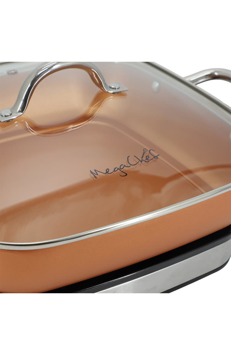 Megachef 11.81 Inch Electric Fry Pan with Copper Coating, Alternate, color, Black