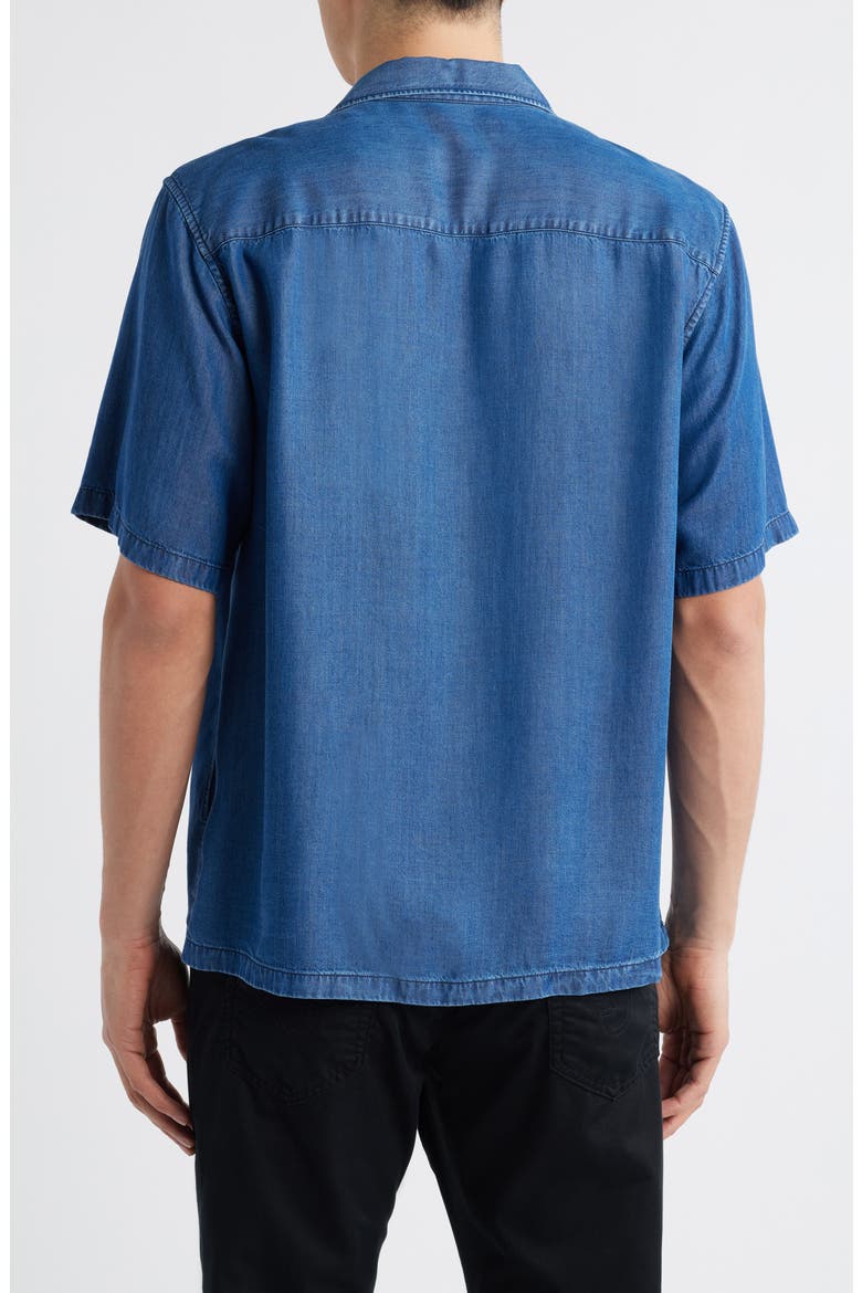 Noll Short Sleeve Camp Shirt, Alternate, color, DARK WASH