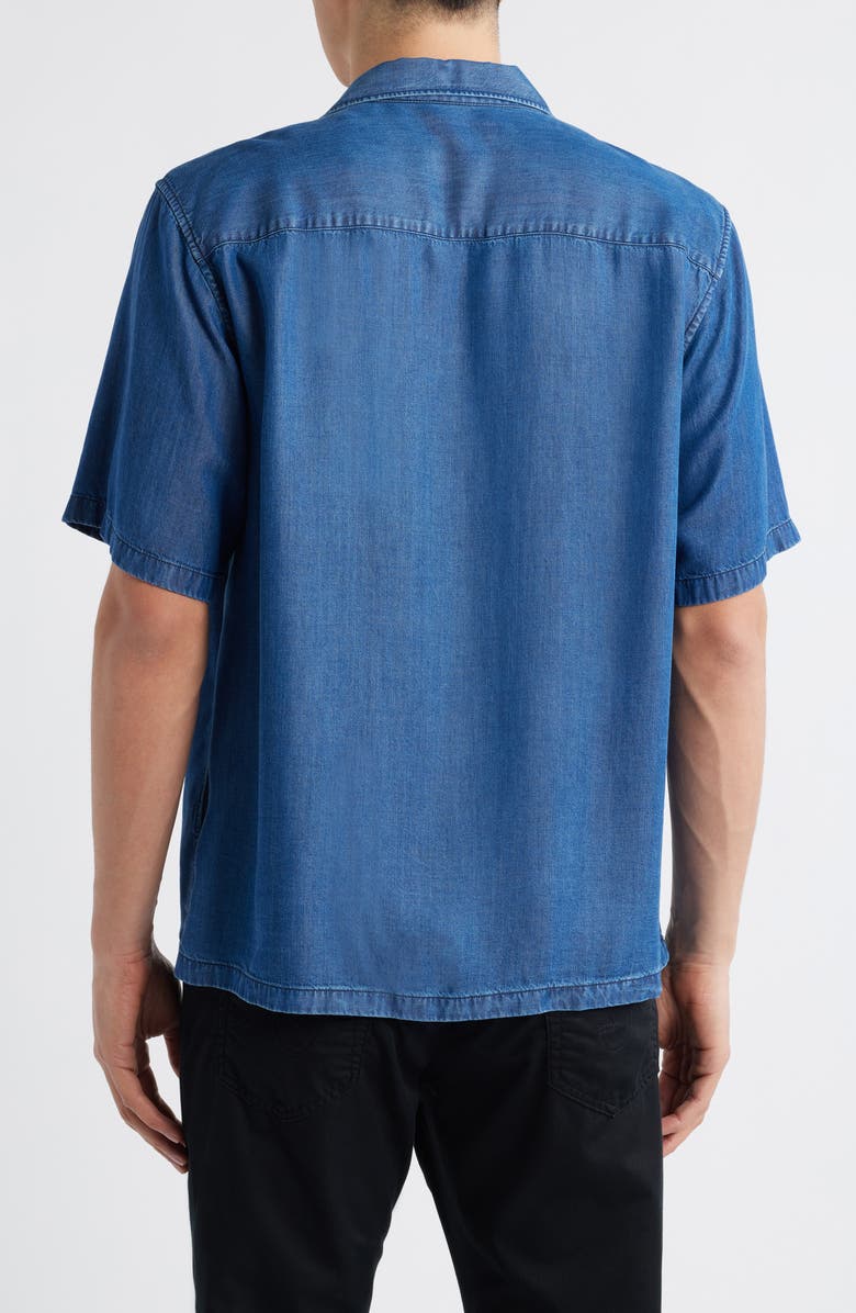 Theory Noll Short Sleeve Camp Shirt, Alternate, color, Dark Wash