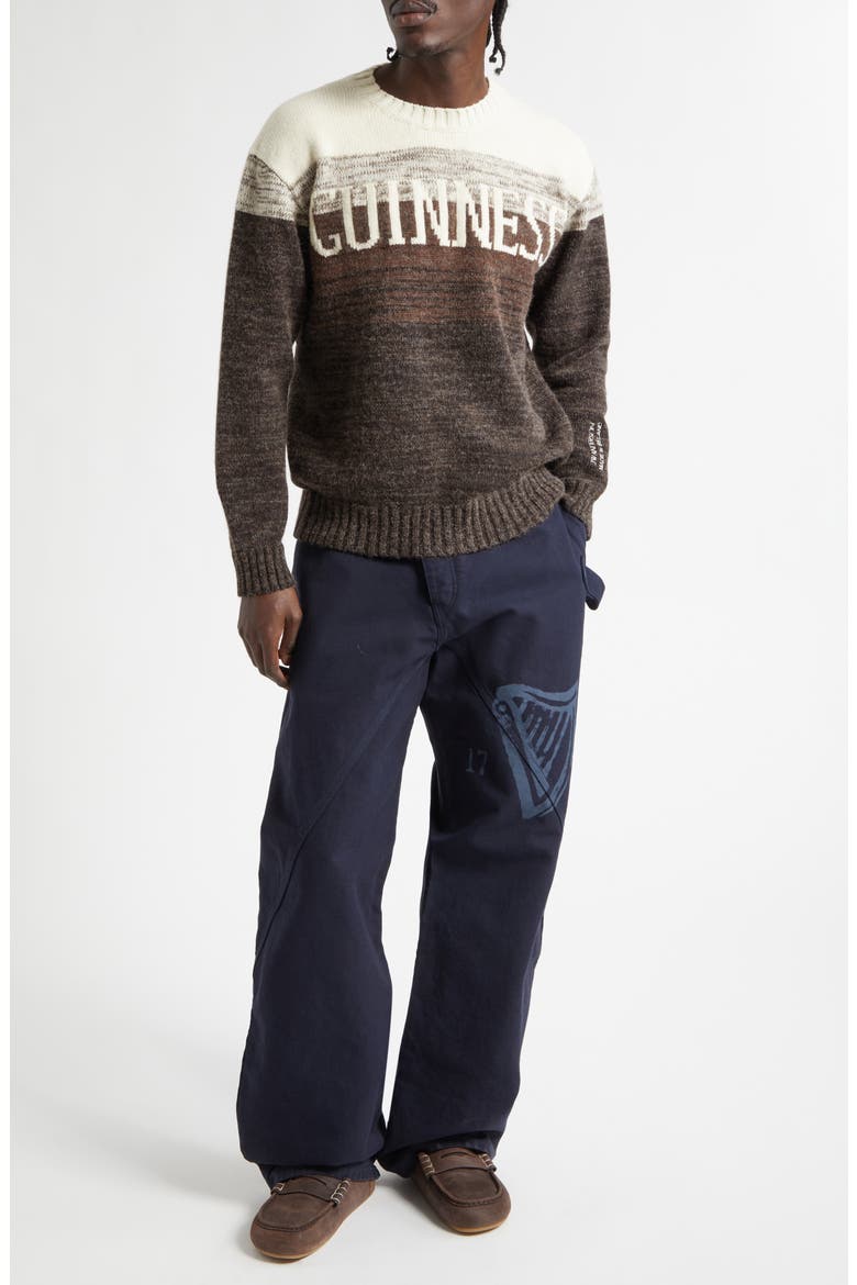 x Guinness Intarsia Logo Colorblock Wool Blend Sweater, Alternate, color, BROWN
