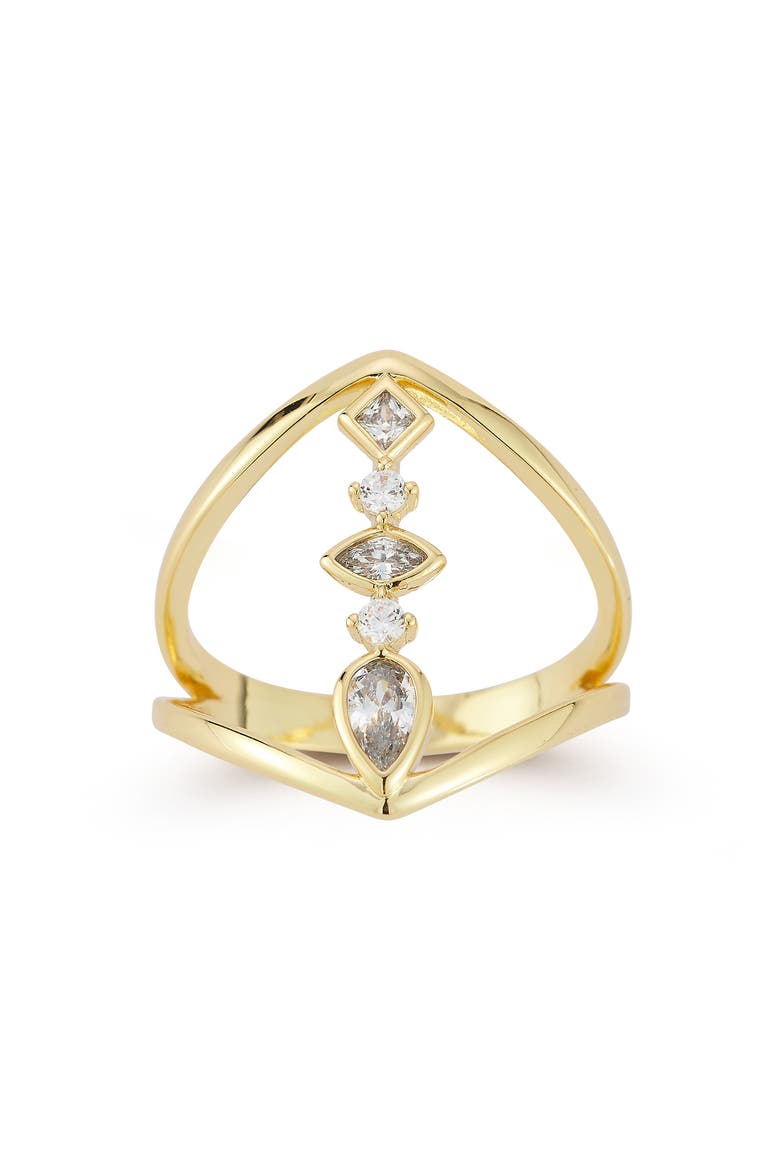 Cubic Zirconia Open Band Ring, Main, color, GOLD