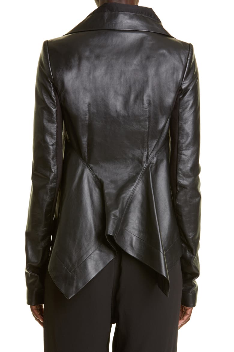 Women's Asymmetric Hem Mixed Media Moto Jacket, Alternate, color, BLACK