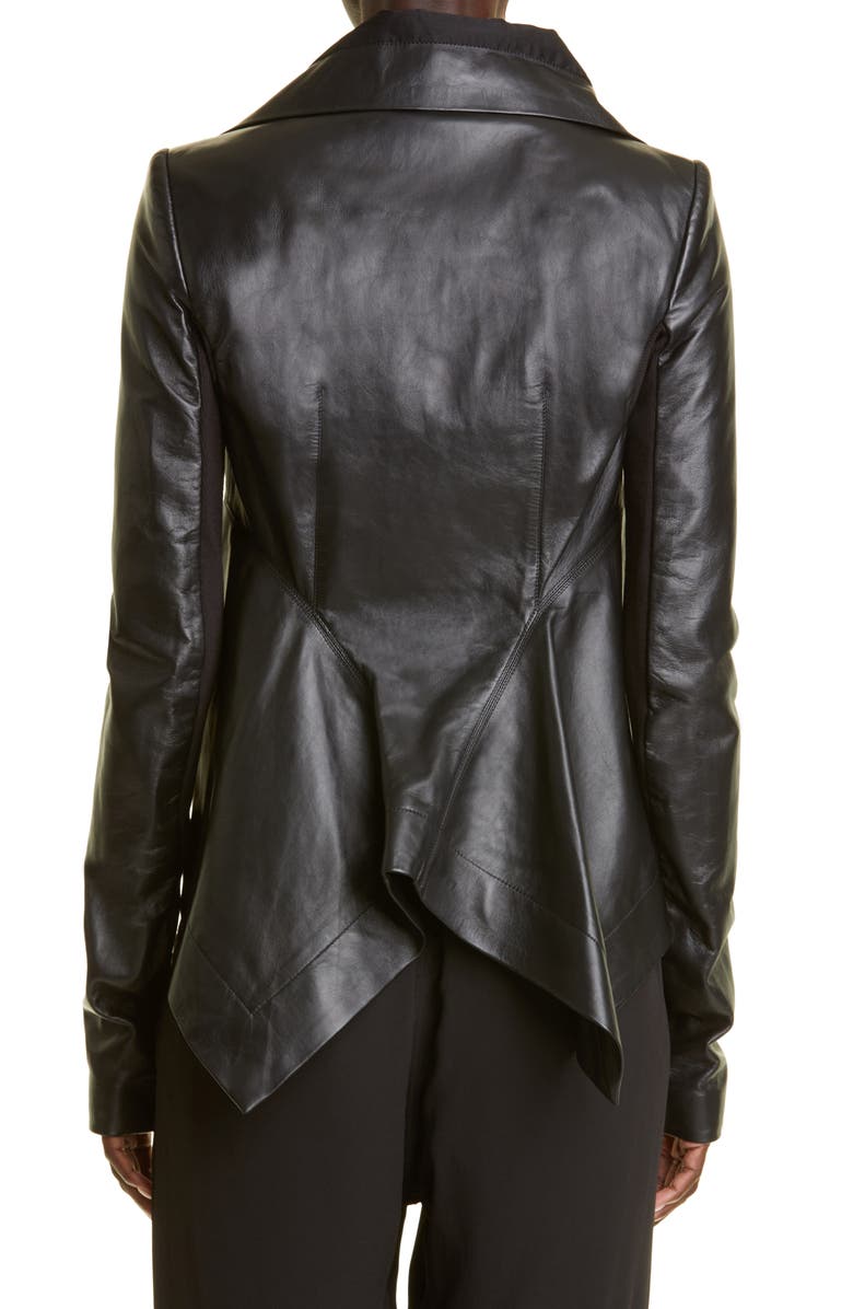 Rick Owens Women's Asymmetric Hem Mixed Media Moto Jacket, Alternate, color, 