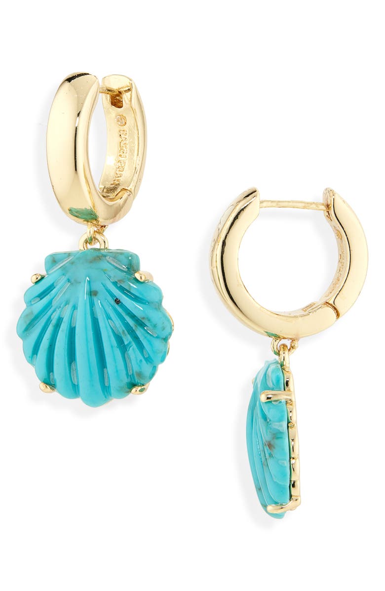 BaubleBar Elia Shell Hoop Earrings, Main, color, Turquoise