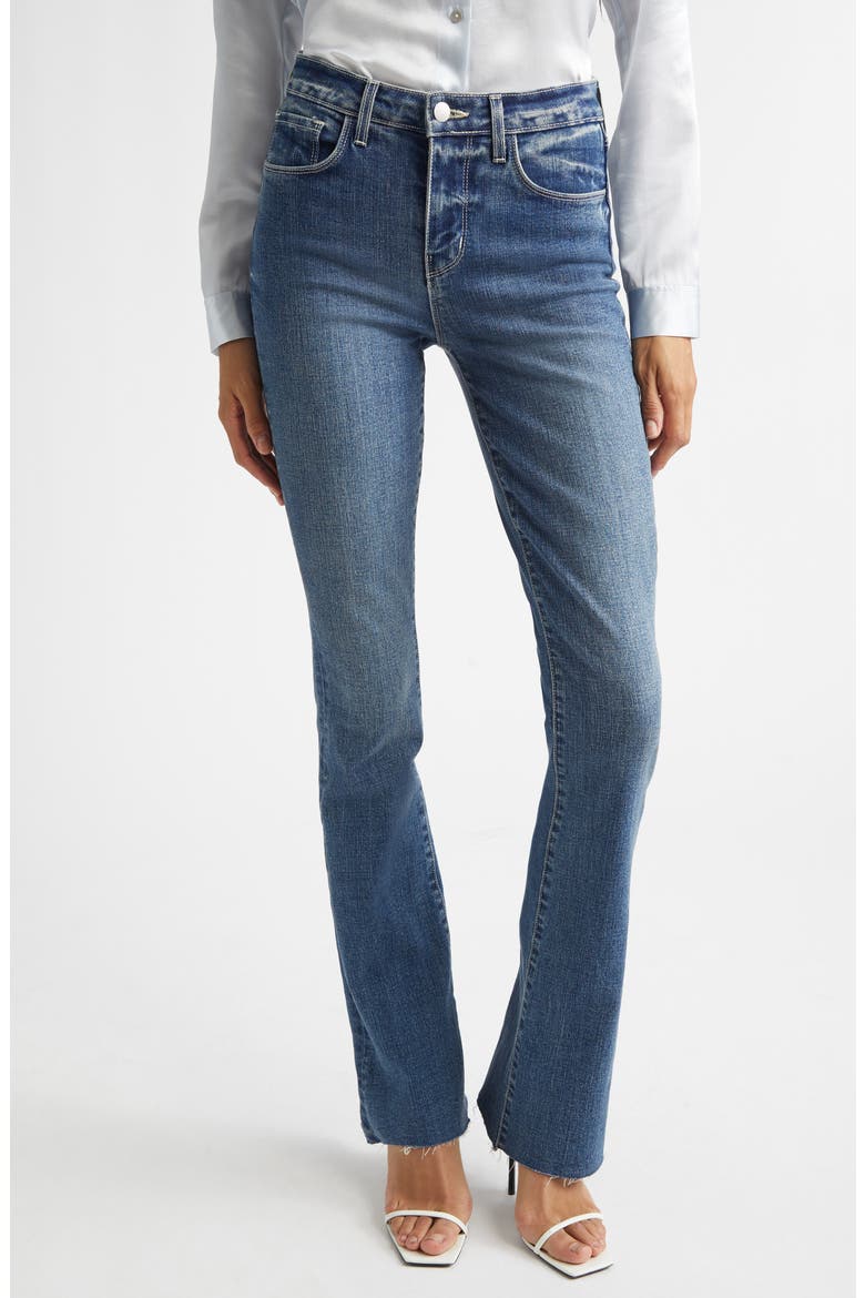 Ruth High Waist Raw Hem Straight Leg Jeans, Main, color, FAIR OAK