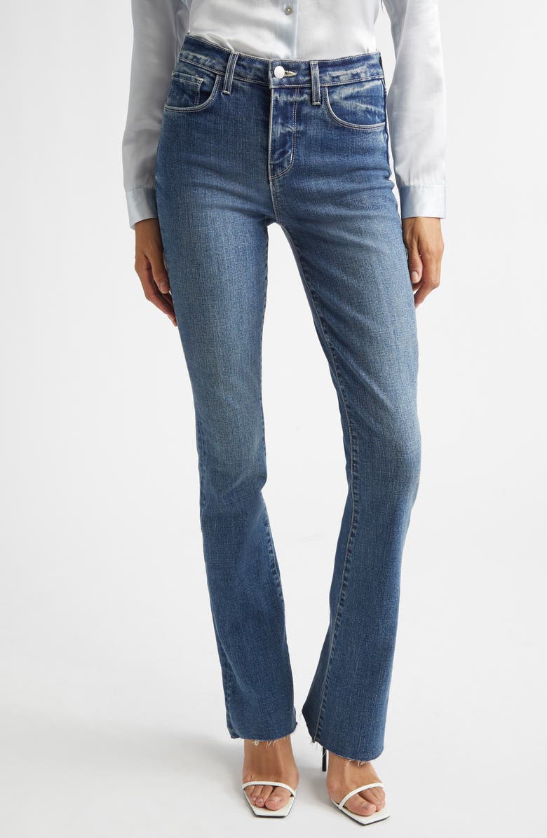 L'AGENCE Ruth High Waist Raw Hem Straight Leg Jeans, Main, color, Fair Oak