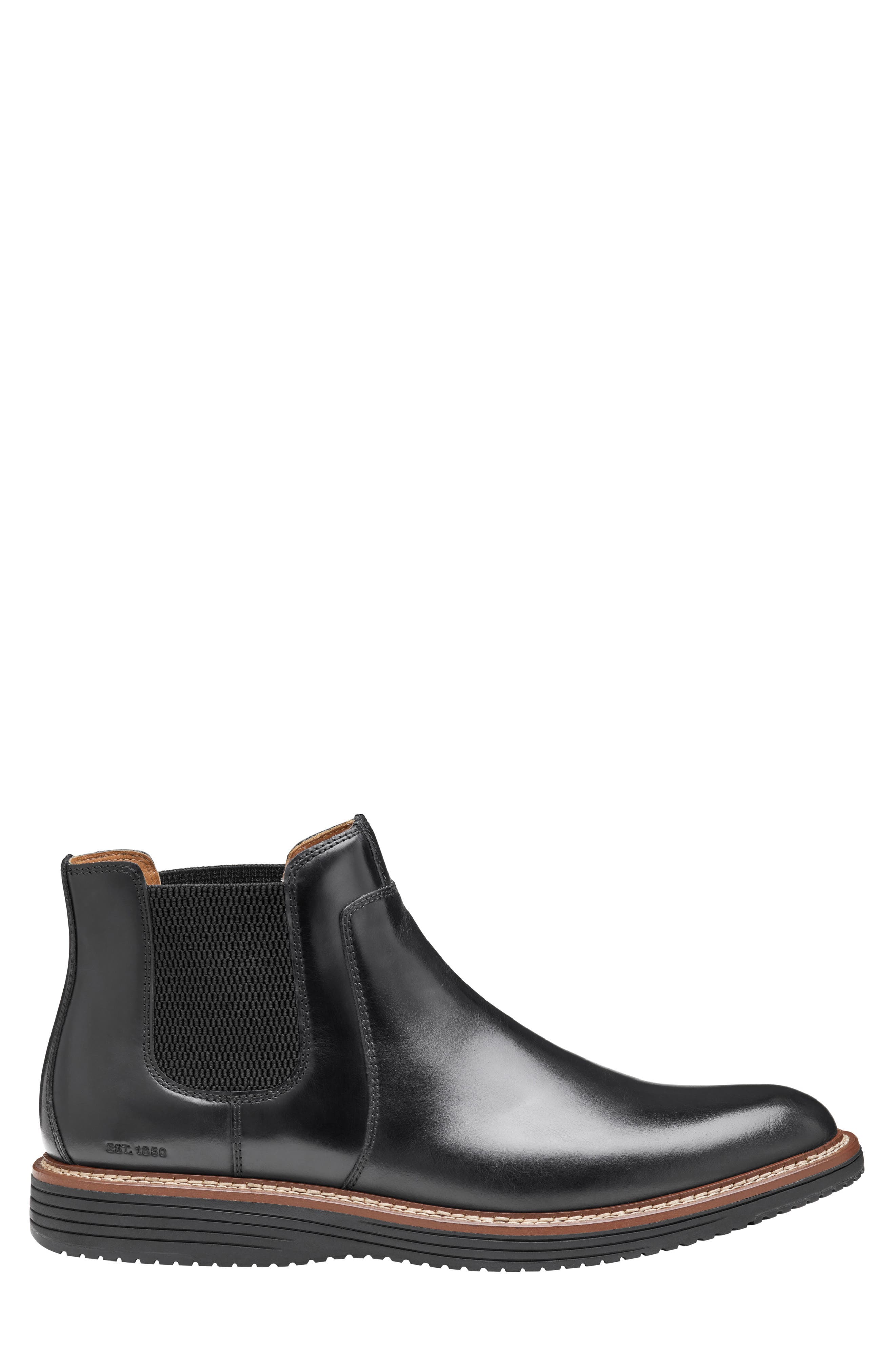 Johnston & Murphy Upton Chelsea Boot, Alternate, color, Black Full Grain