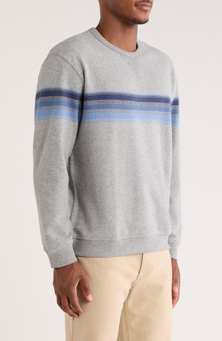 Marine Layer Cloud 9 Fleece Relaxed Crewneck Sweatshirt, Alternate, color, Heather Grey/ Multi Stripe