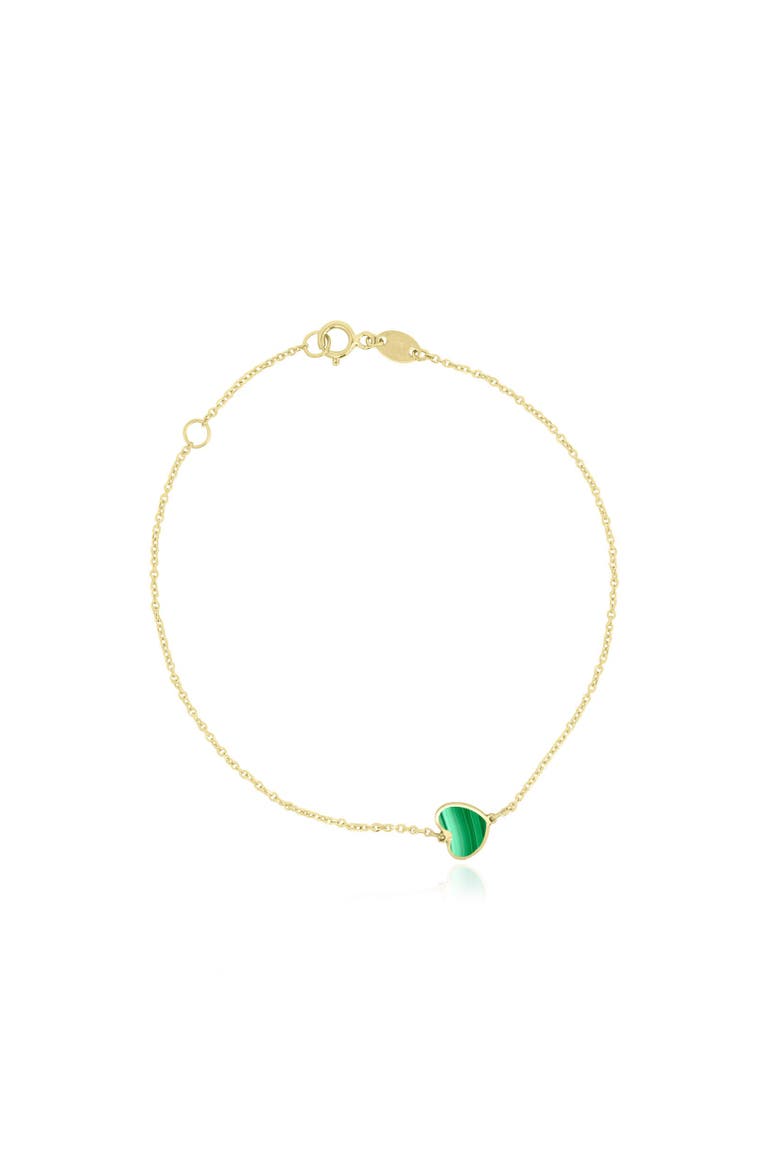 Mini Malachite Single Heart Bracelet, Main, color, Malachite