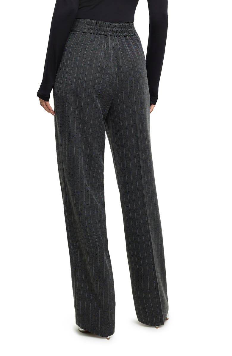 River Island Diamante Pinstripe Straight Leg Pants, Alternate, color,