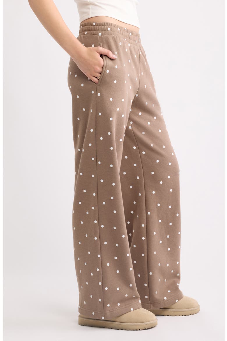 Printed Baggy Sweatpants, Alternate, color, BROWN T- WHITE COZY DOT