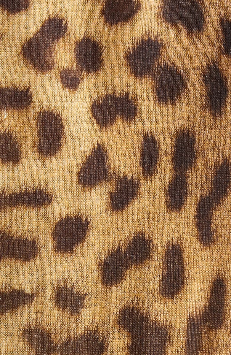 Zimmermann Crystal Embellished Leopard Print Linen T-Shirt, Alternate, color, 