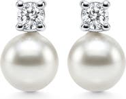 Bliss Diamond .40Ct Diamond & 8mm Pearl Studs Earrings Lab Grown