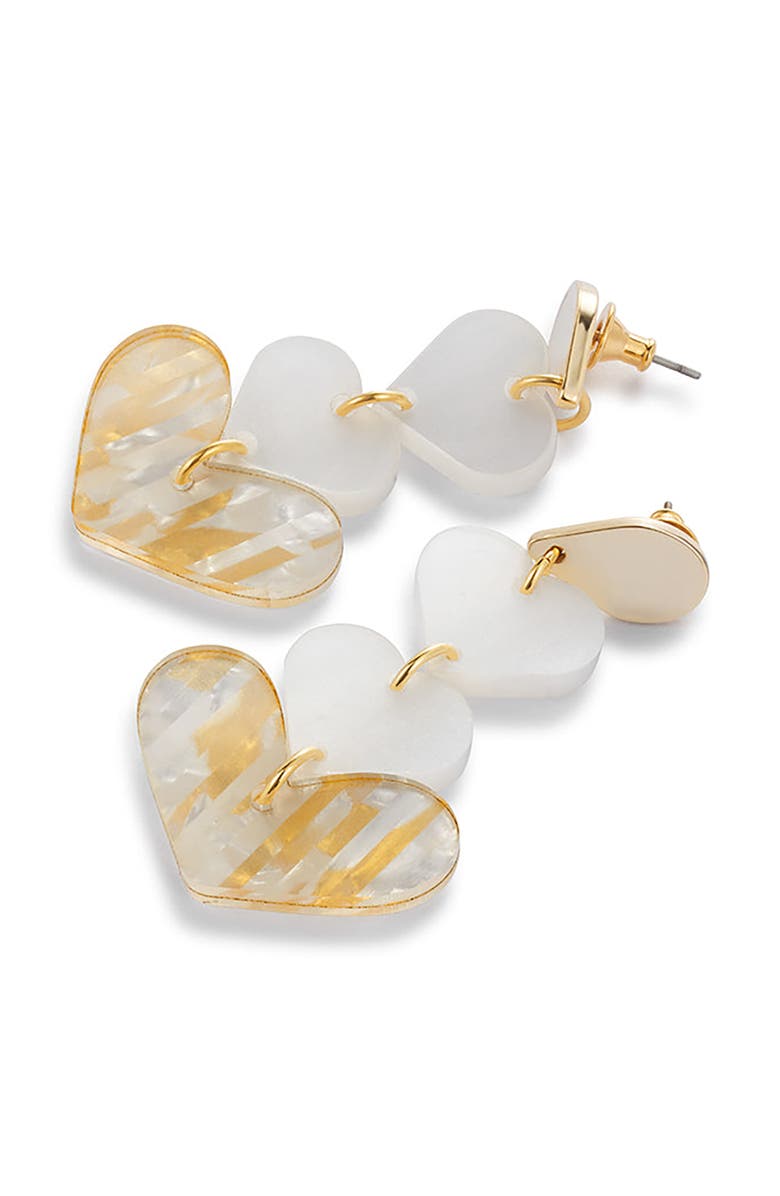 Toolally Heart Drop Earrings - White, Alternate, color, White