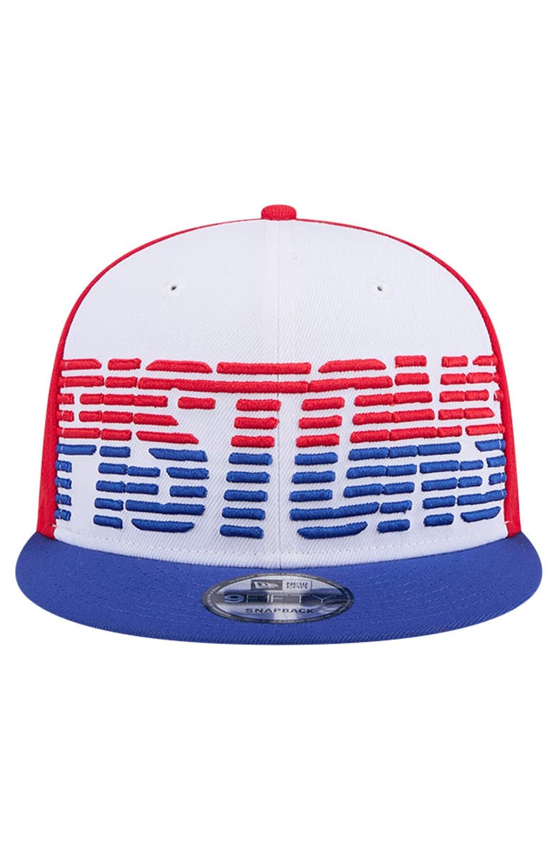 New Era Men's New Era White/Blue Detroit Pistons Throwback Gradient Tech Font 9FIFTY Snapback Hat, Alternate, color, 
