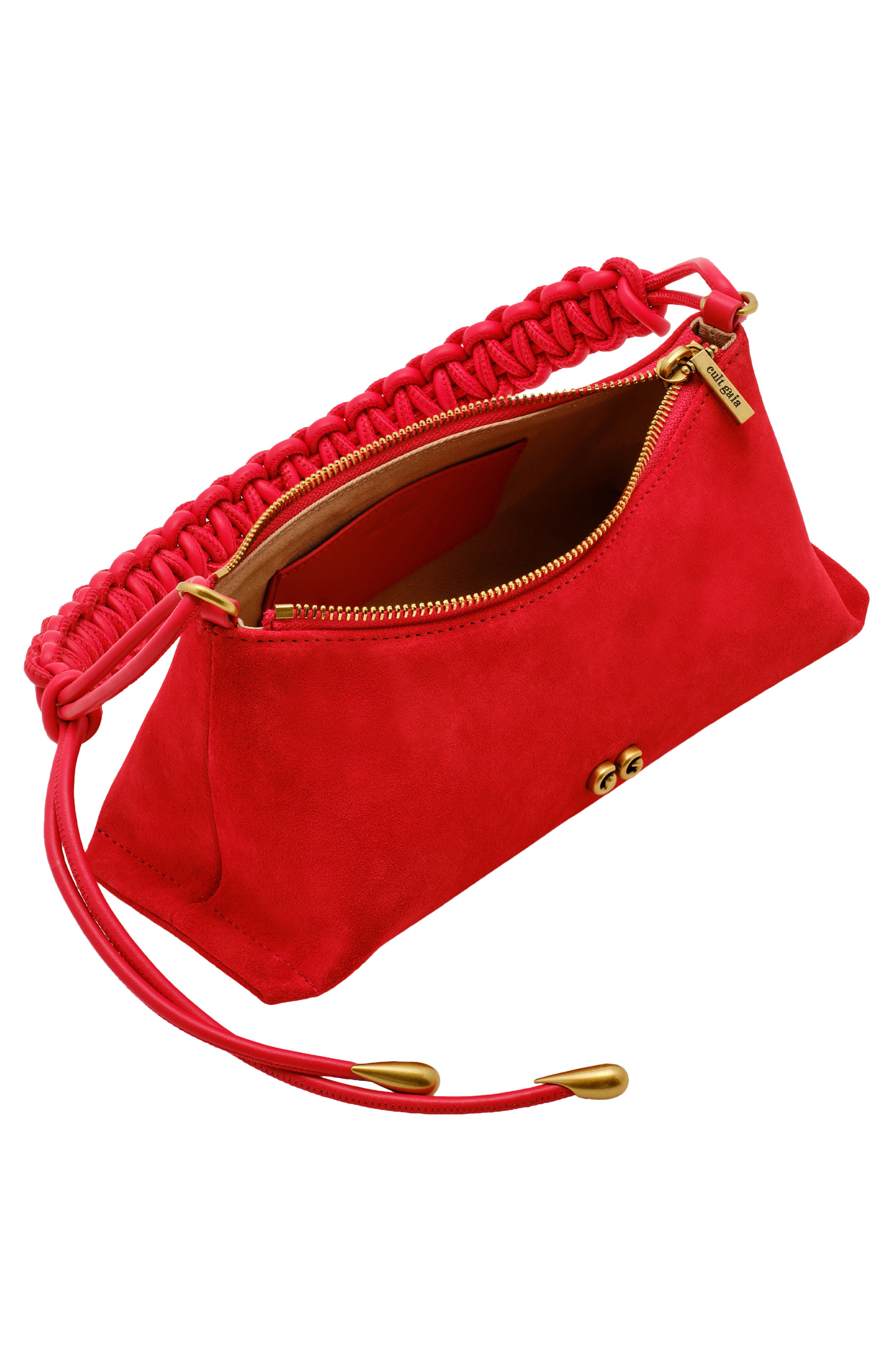 Cult Gaia Osa Suede Shoulder Bag, Alternate, color, Vermilion