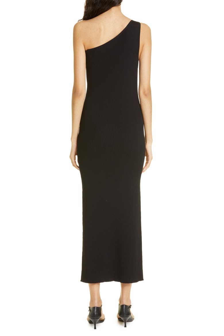 Rib One-Shoulder Dress, Alternate, color, BLACK