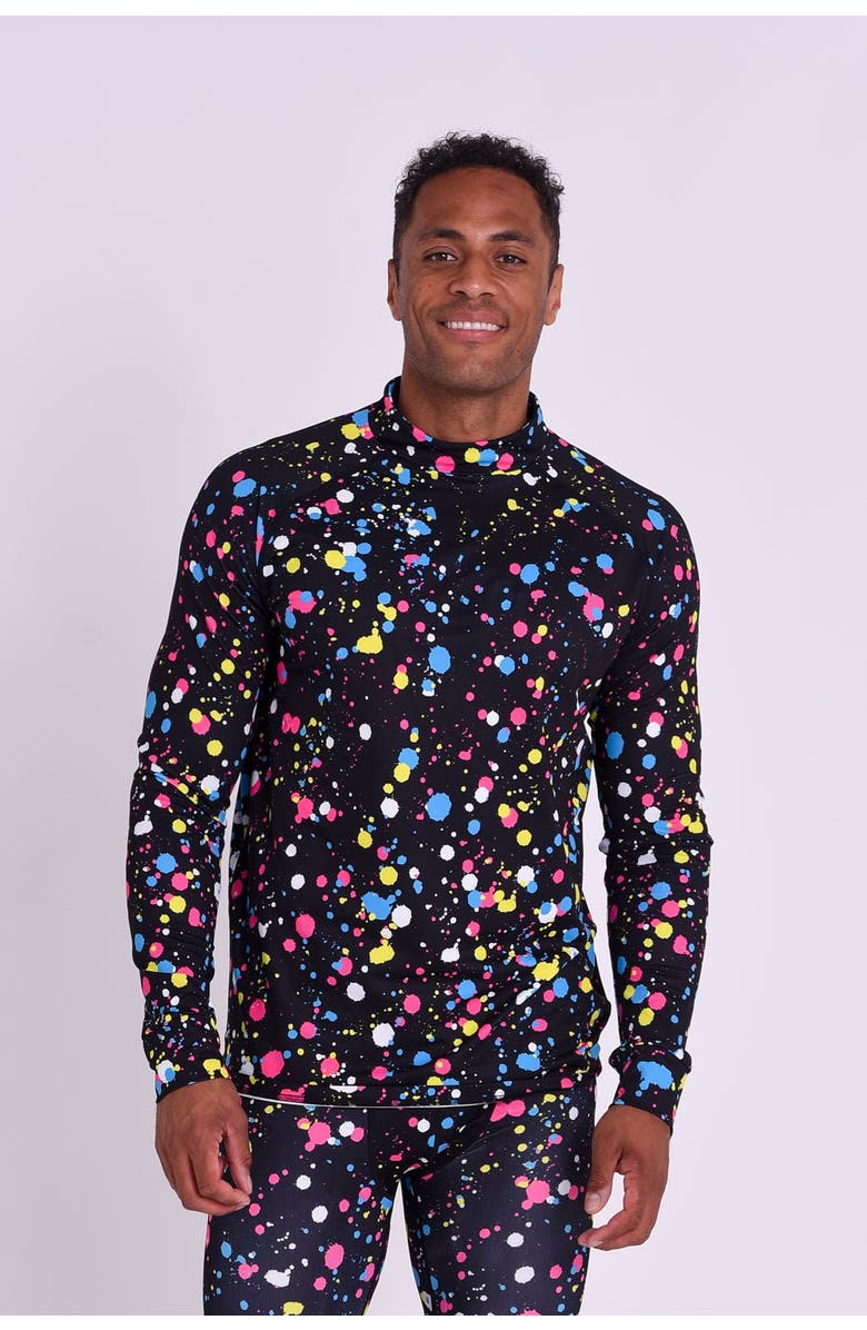 OOSC Baselayer Top - Catalina Wine Mixer Men's, Main, color, Black With Colorful Splatter