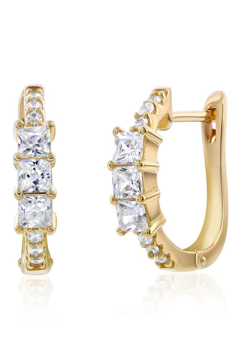 Cubic Zirconia Huggie Hoop Earrings, Main, color, YELLOW GOLD
