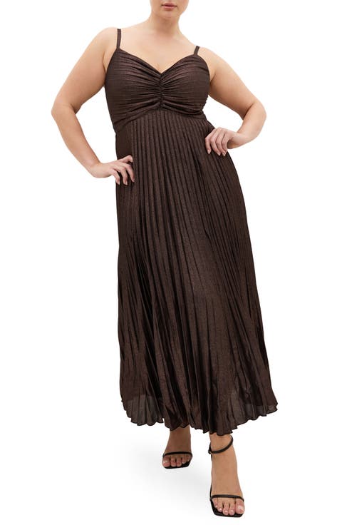 Ariana Pleated Metallic Dress (Plus)