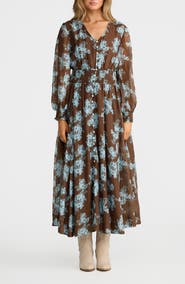 Talisman the Label Halcyon Floral Print Long Sleeve Maxi Dress
