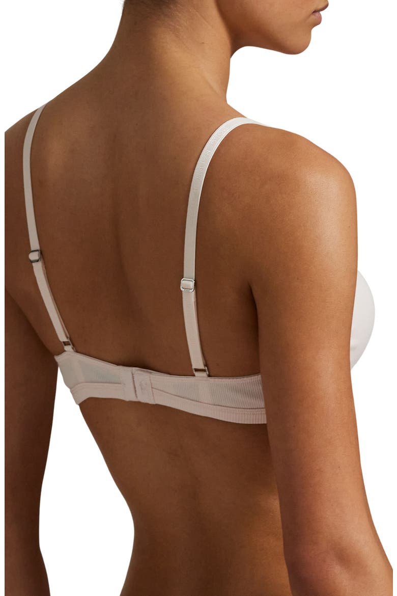 Stretch Cotton Rib Triangle Bralette, Alternate, color, GARDEN ROSE