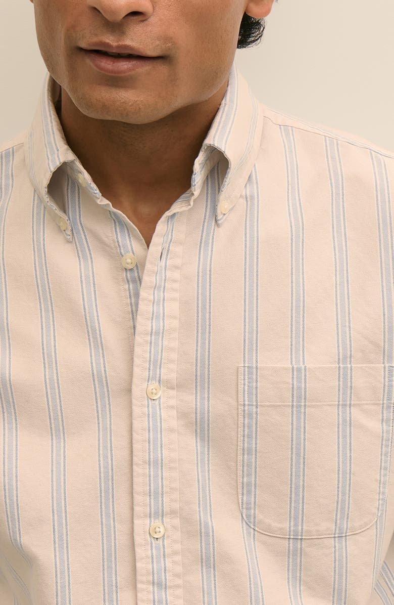 Brooks Brothers Friday Regular Fit Stripe Cotton Oxford Button-Down Shirt, Alternate, color, Sandstripe