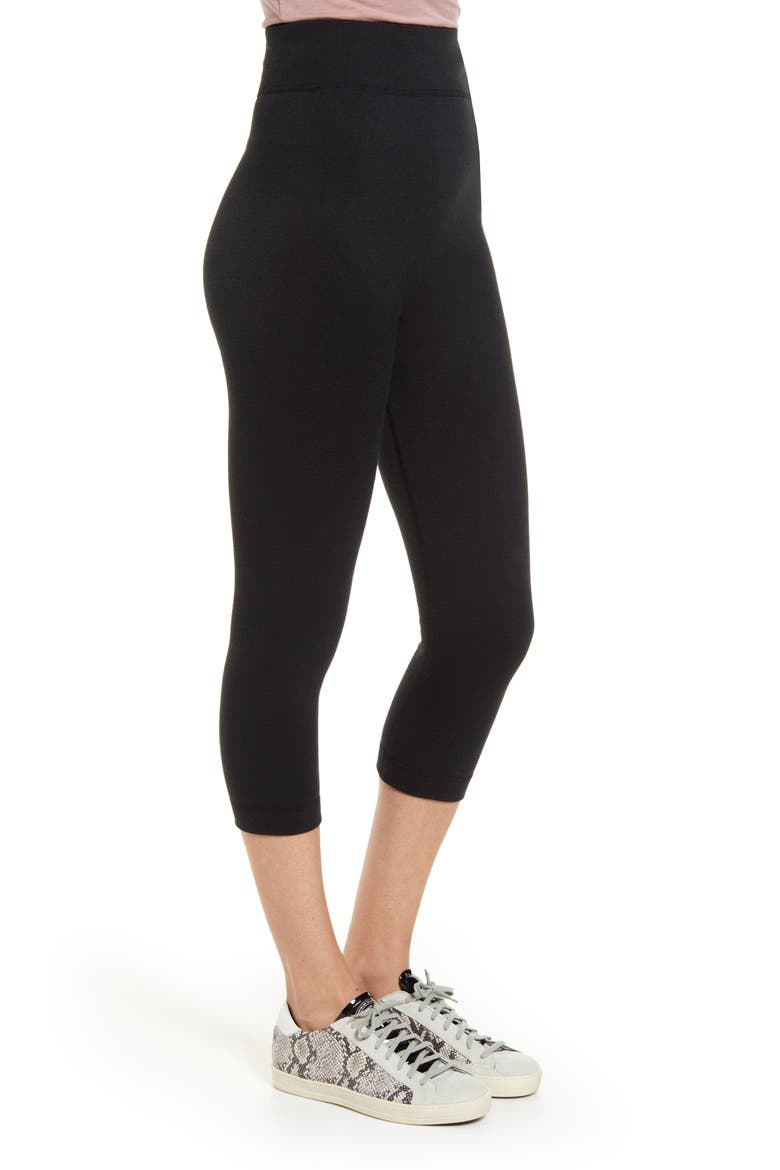 Reversible Terry Capri Leggings, Alternate, color, BLACK