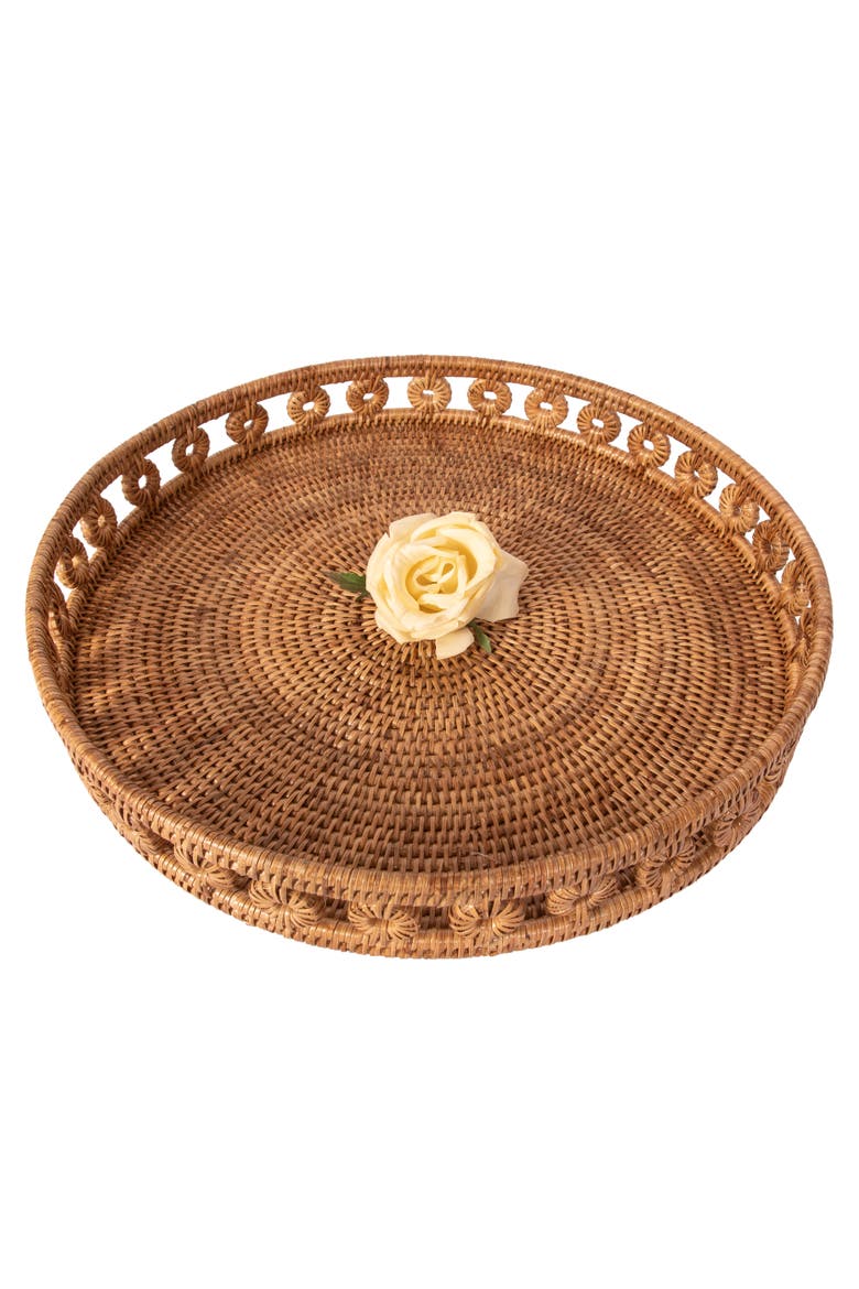 Artifacts Rattan Inna Design Round Tray, Alternate, color, Honey Brown