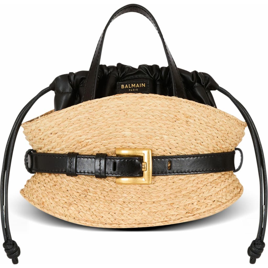 Balmain Shuffle Mini Bag In Raffia in Brown at Nordstrom