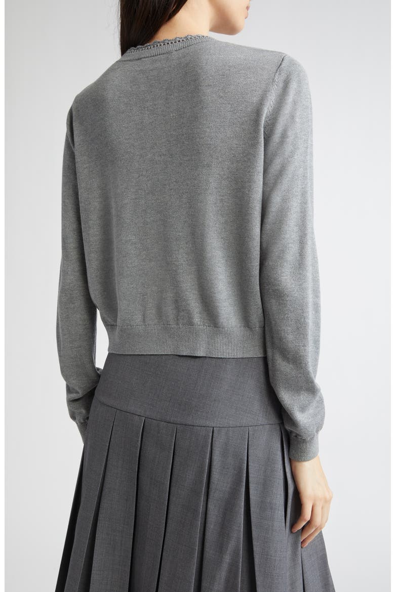 Logo Stitch Silk & Cashmere Cardigan, Alternate, color, GREY