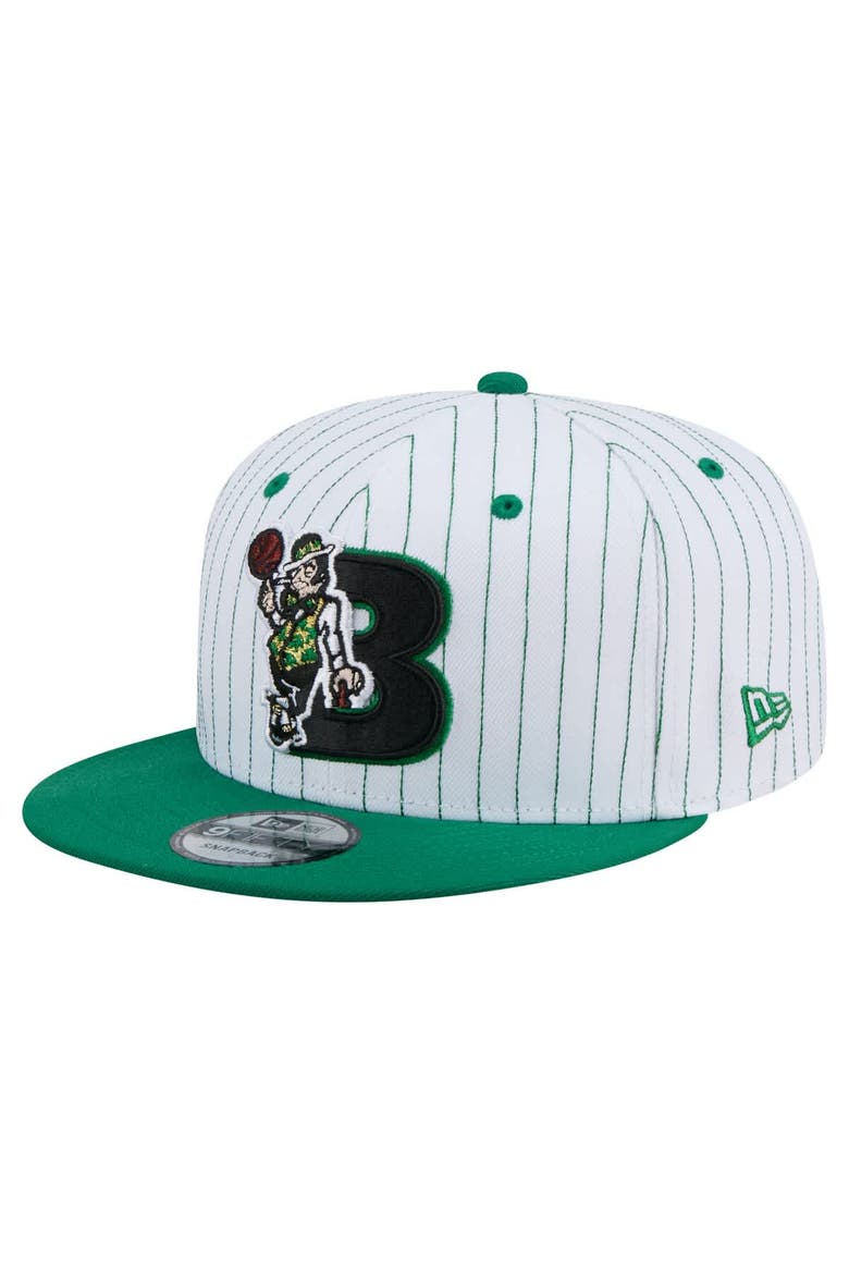 Men's New Era  White Boston Celtics Deceptor Pinstripe 9FIFTY Snapback Hat, Alternate, color, White