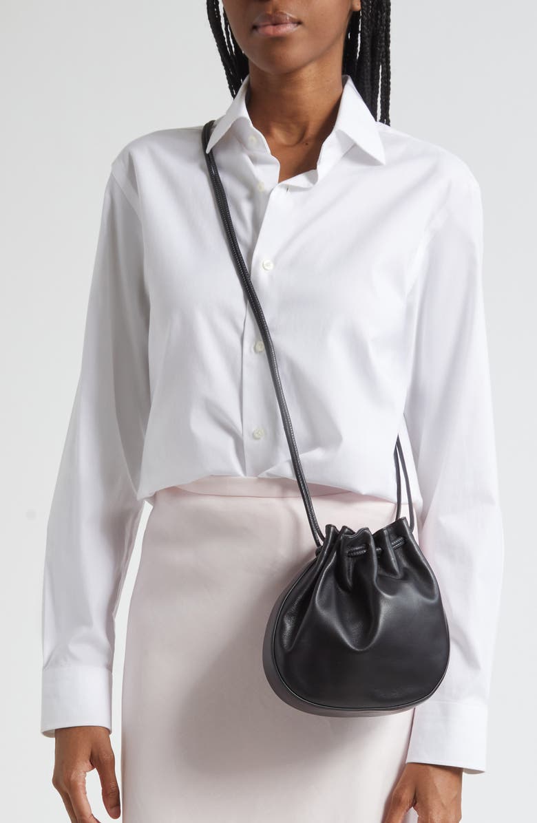 COS Leather Drawstring Crossbody Bag, Alternate, color,